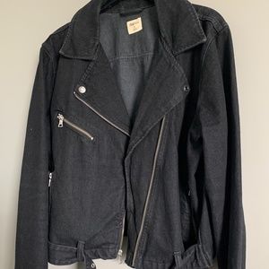 Black Denim Biker Jacket